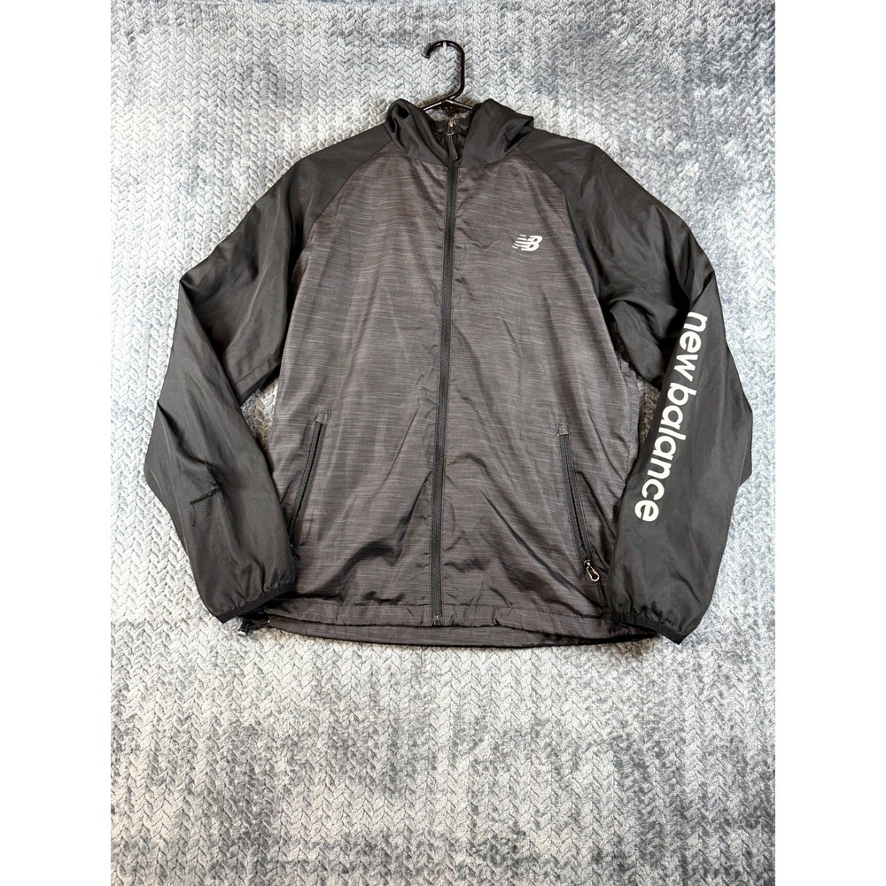 New‎ Balance Wind & Water Resistant Jacket Mens Small Black Softshell Full Zip